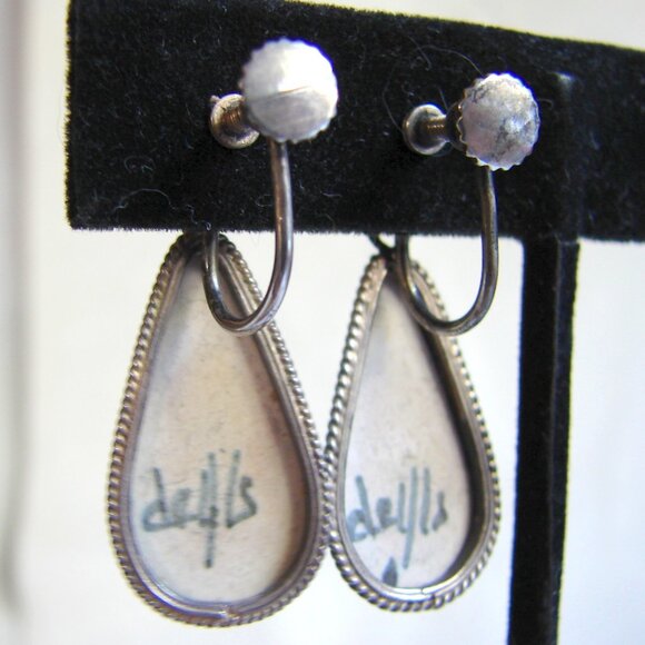 Sterling 835 Silver Delft Blue Windmill Drop/Dangle EARRINGS, Signed F54b - Picture 3 of 8